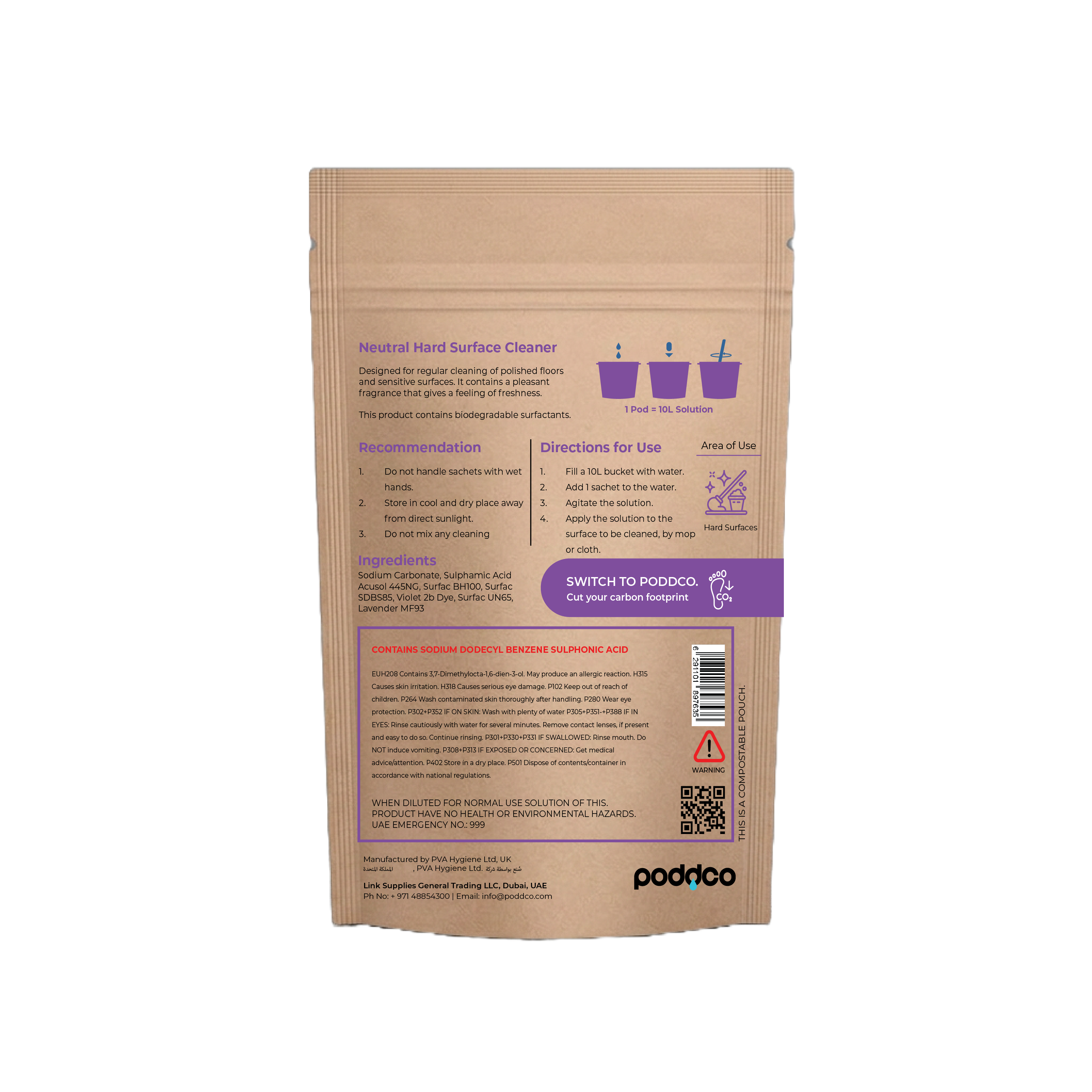 Poddco Neutral Hard Surface Floor Cleaner Pods