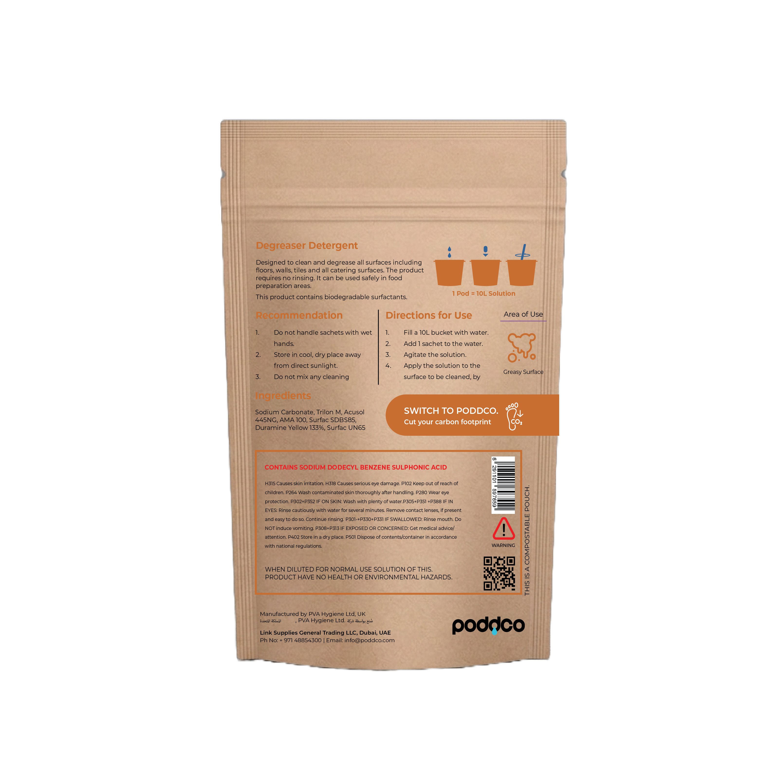 Poddco Degreaser Floor Detergent Pods