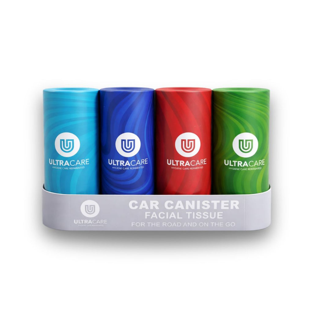 Ultracare car canister tissue pack with 4 colorful tubes and 3 ply tissues