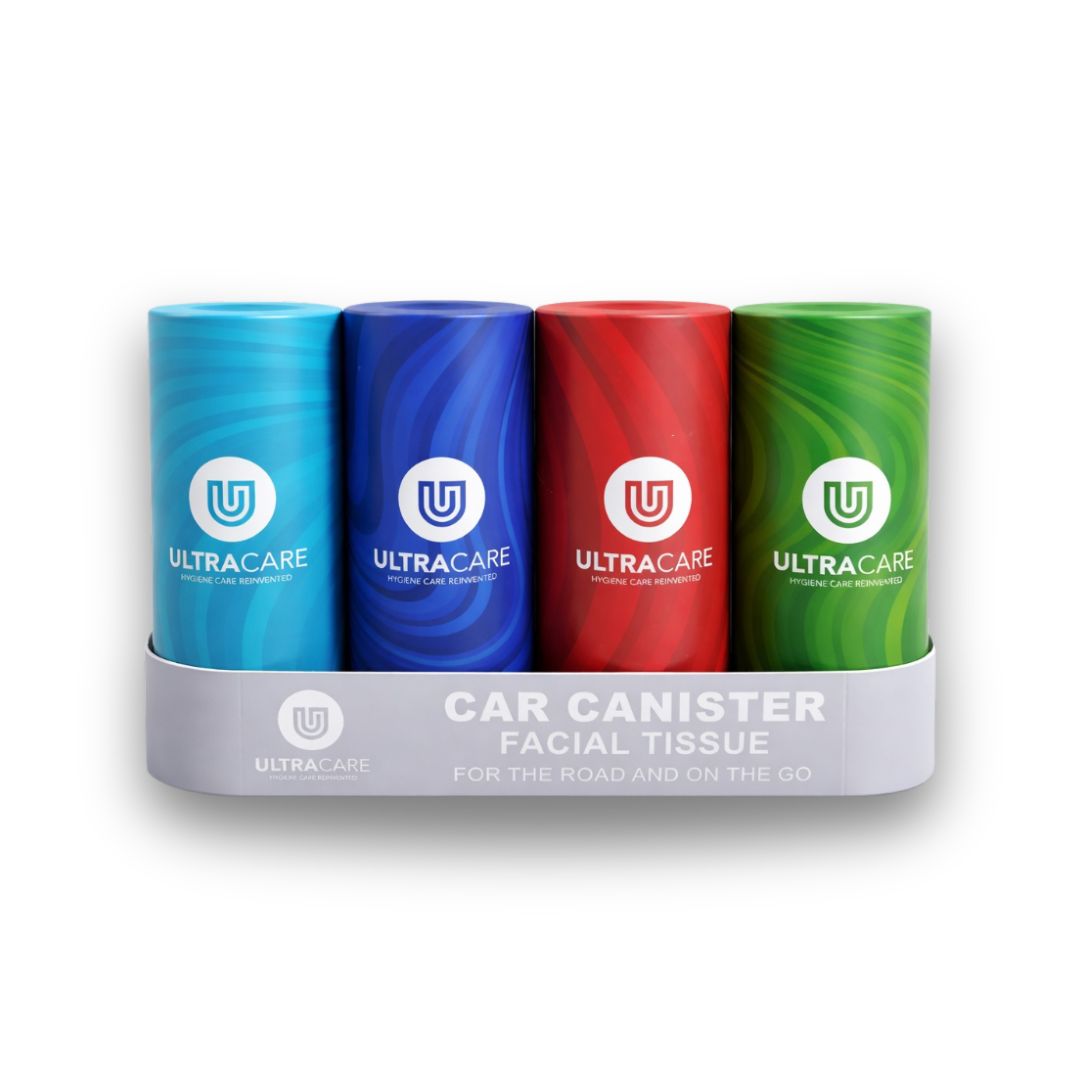 Ultracare car canister tissue pack with 4 colorful tubes and 3 ply tissues