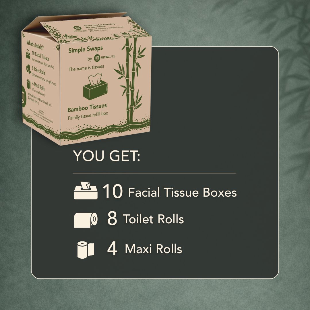 bamboo home care set with 10 facial tissue boxes 8 toilet rolls and 4 maxi rolls dubai
